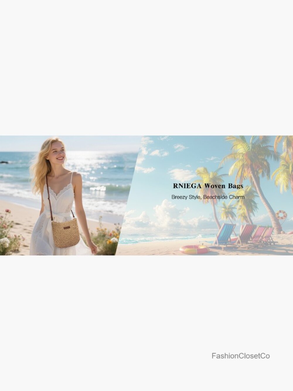 Straw Beach Bag Small Woven Crossbody Summer Mesh Hollow Purse Shoulder Bag - Picture 7 of 7